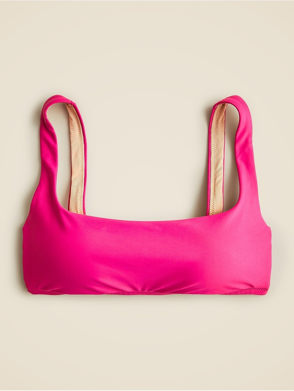 Crew Square-Neck Bikini Top Radiant Fuchsia Pink Size M - Like New